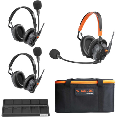 Saramonic WiTalk9 X-3D - 3-osobowy bezprzewodowy system słuchawkowy interkom (dwuuszny, Full-Duplex, 1.9GHz DECT)